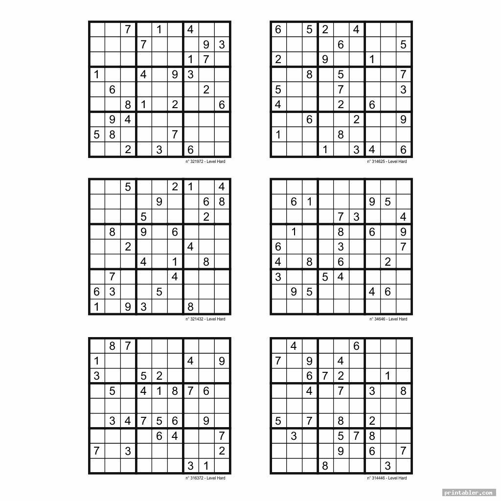 Hard Sudoku Printable 6 Per Page Image Free Printabler 