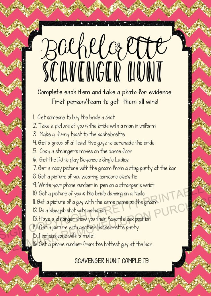 INSTANT DOWNLOAD Printable Bachelorette Scavenger Hunt 