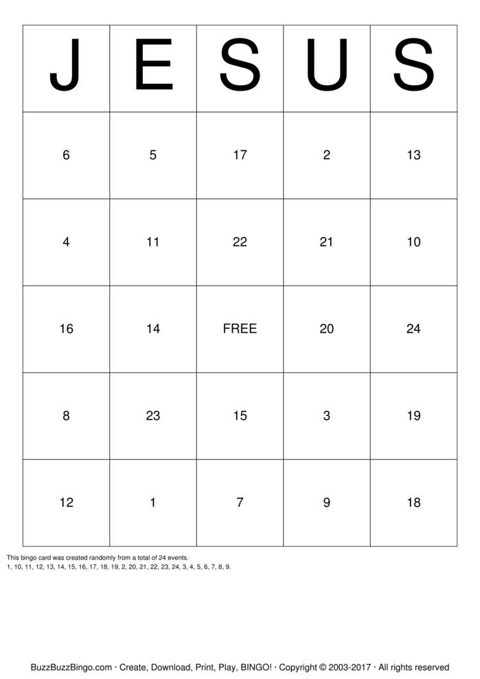 JESUS Bingo Cards To Download Print And Customize 