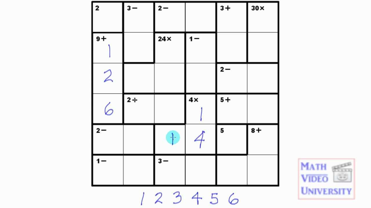 Kenken 6X6 Number Sense mov Sudoku Printable