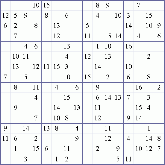 Lively 16 Square Sudoku Printable Aubrey Blog