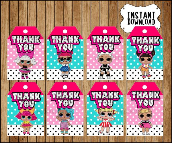 LOL Surprise Dolls Thank You Tags Printable LOL Dolls 