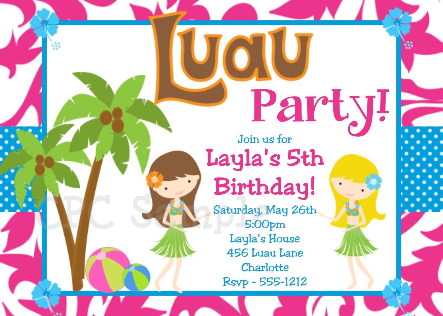 Luau Birthday Invitation Hawaiian Beach By 