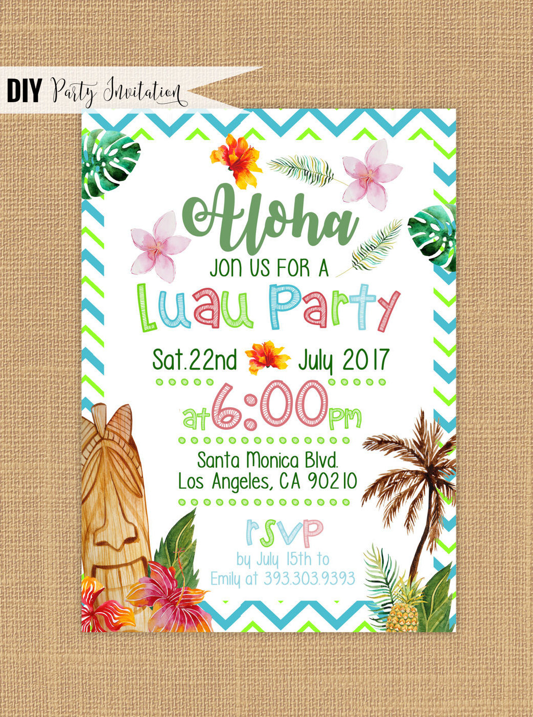 Luau Invitation Printable Luau Birthday Invitations