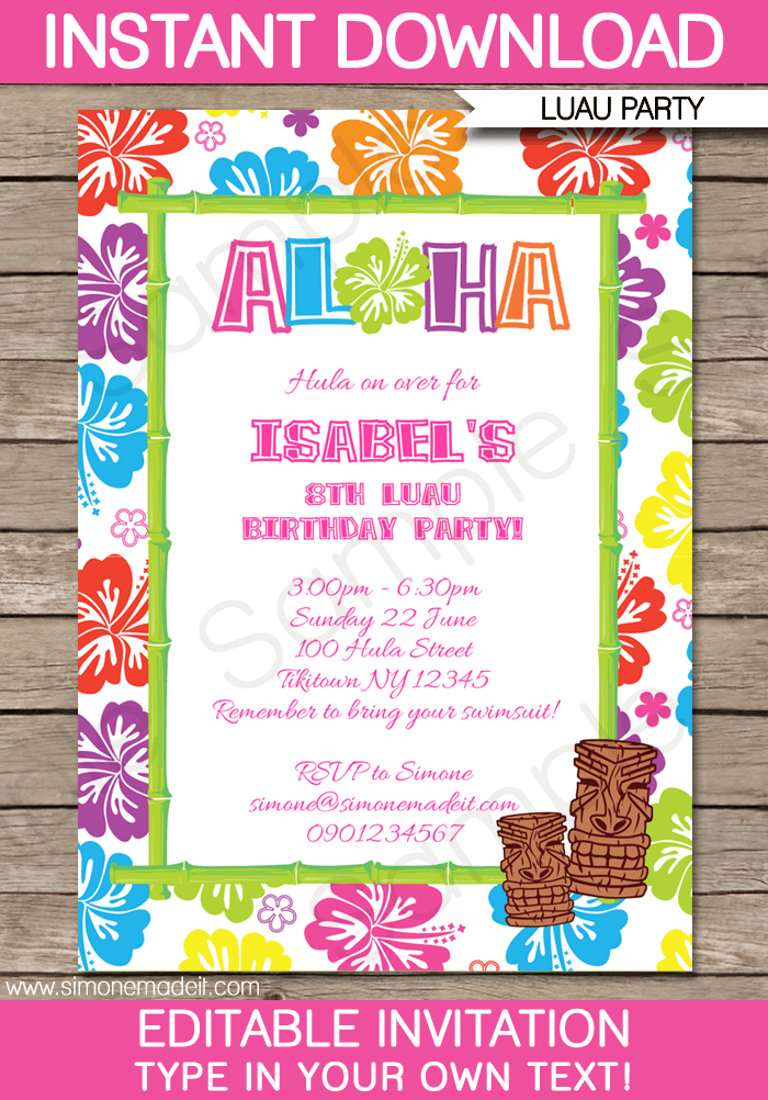 Luau Party Invitations Template Luau Party Invitations 