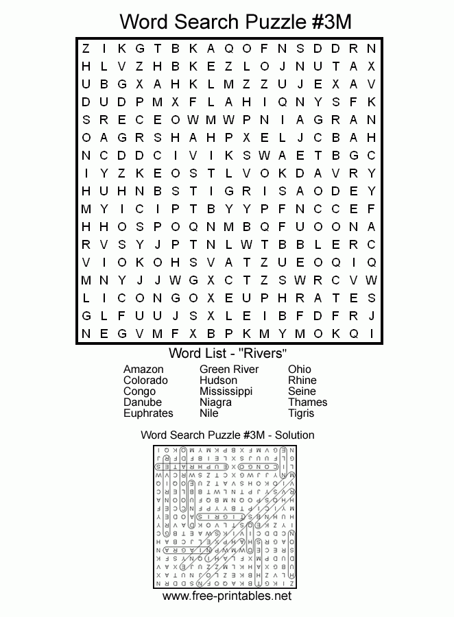 Medium Word Searches Printable Word Searches