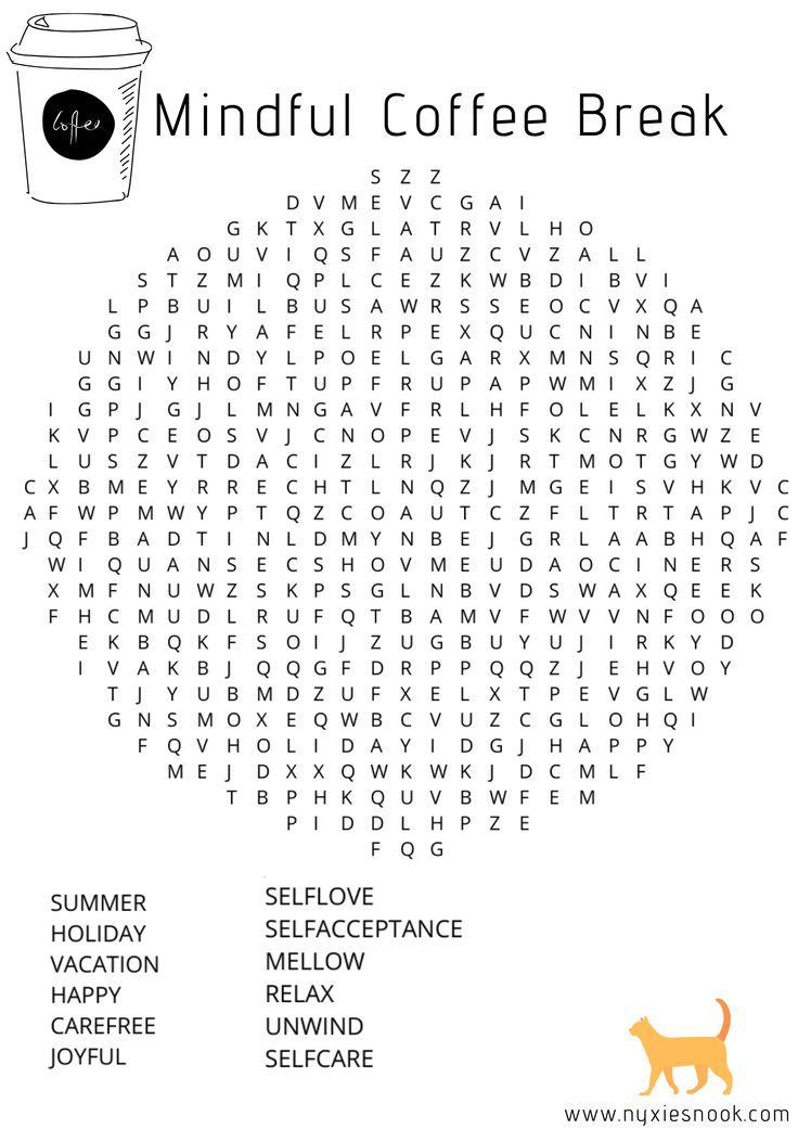 Mindful Coffee Break Wordsearch wordsearch mindfulness 