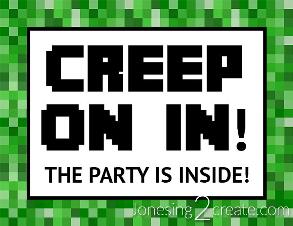 Minecraft Birthday Party Free Printable Door Sign