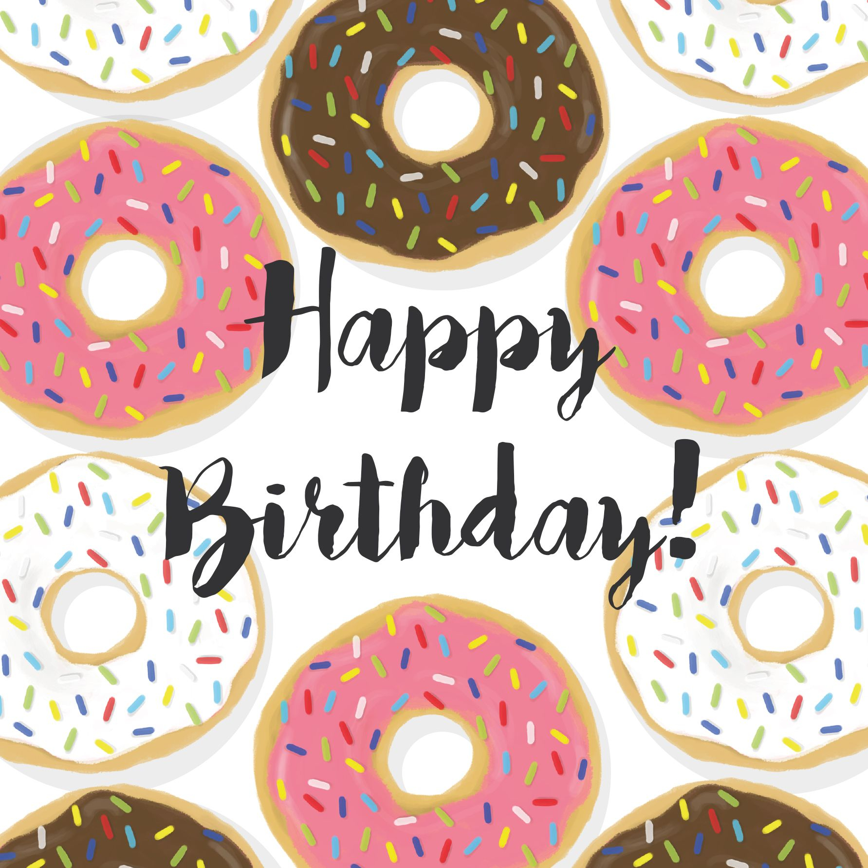 Mmm Doughnuts Happy Birthday Card illustration