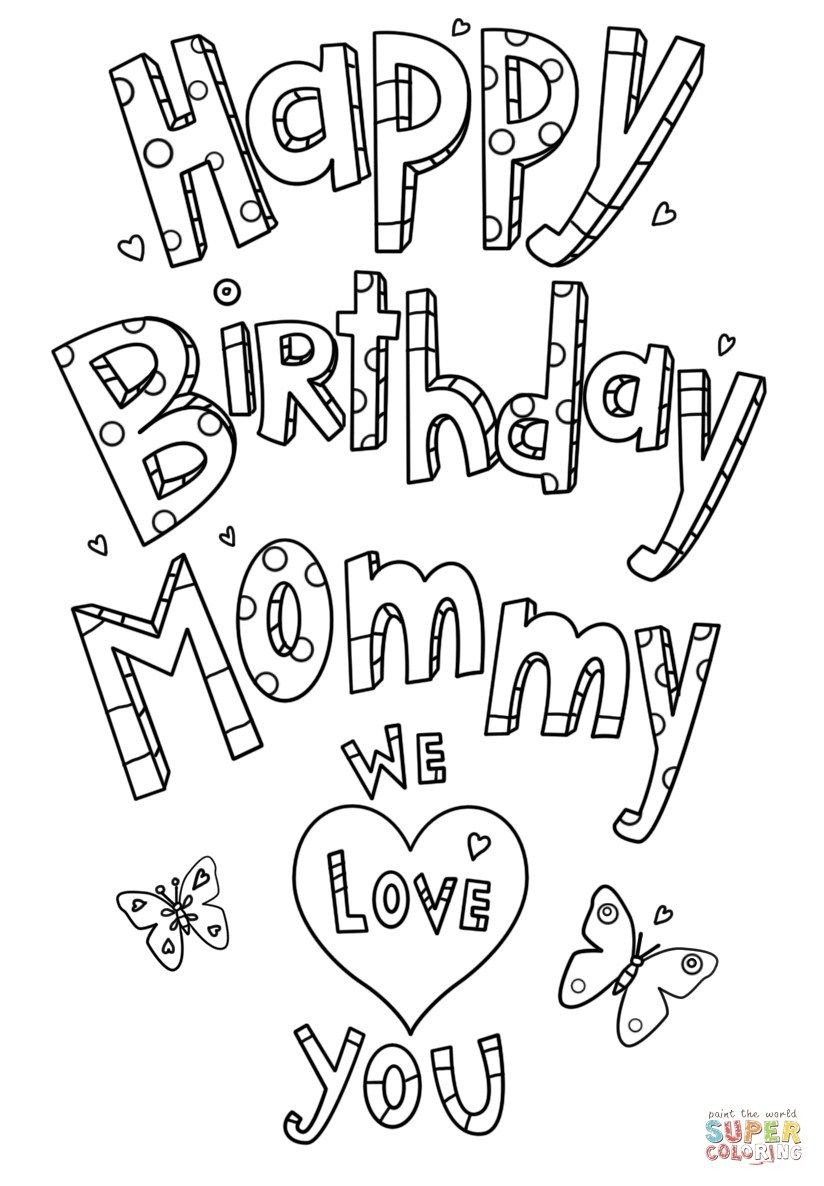 Mom Coloring Pages Happy Birthday Mommy Doodle Coloring 
