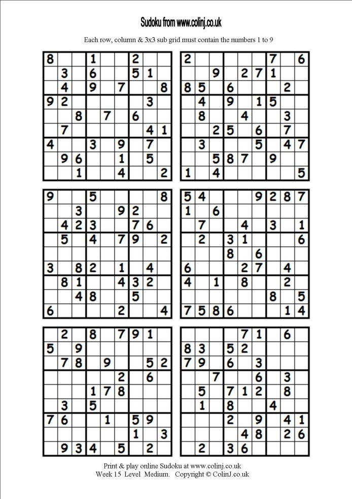 Obsessed Printable Sudoku Puzzles 6 Per Page Derrick Website