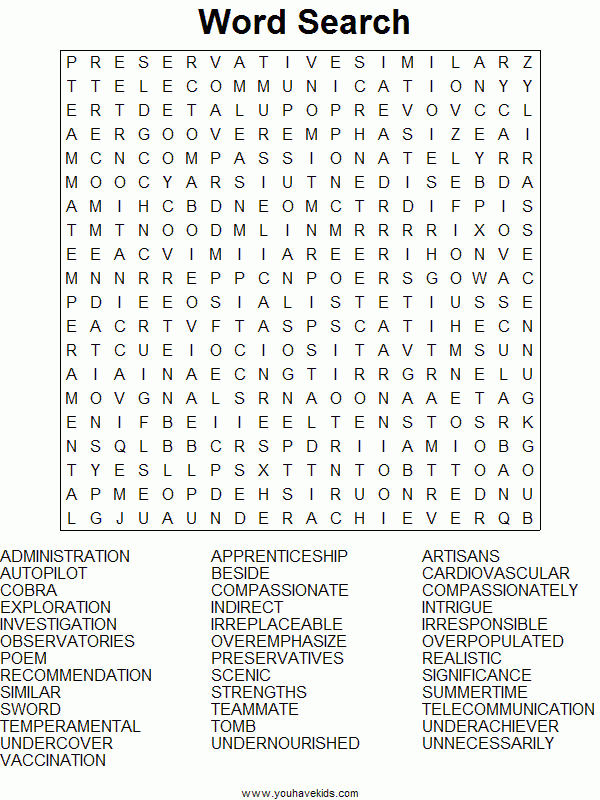 printable word search 6th grade