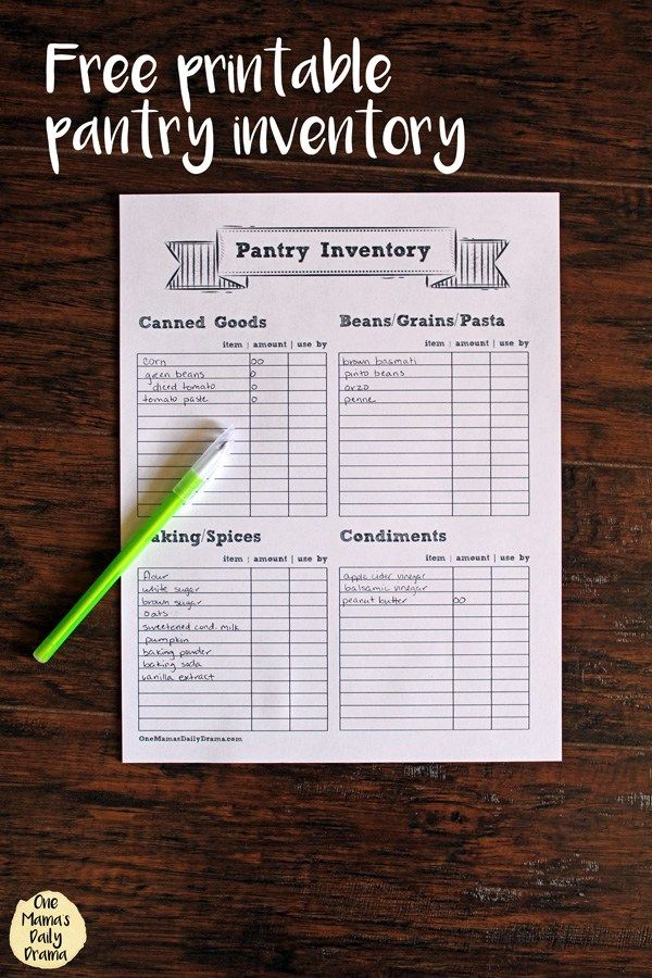Pantry Inventory Printable Pantry Inventory Pantry 