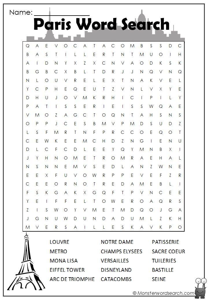 Paris Word Search Monster Word Search
