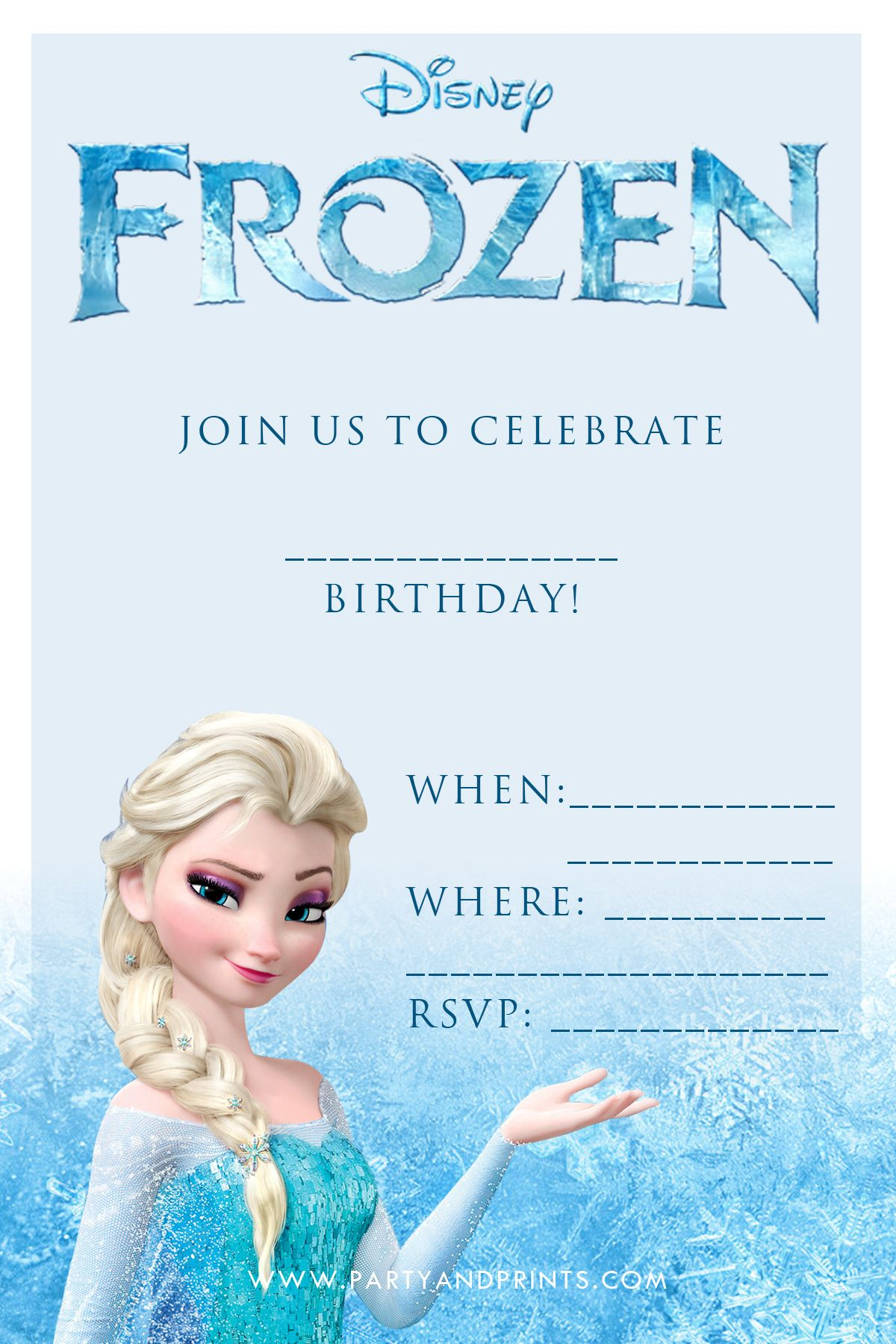 Partyandprints Frozen Birthday Party Invites 