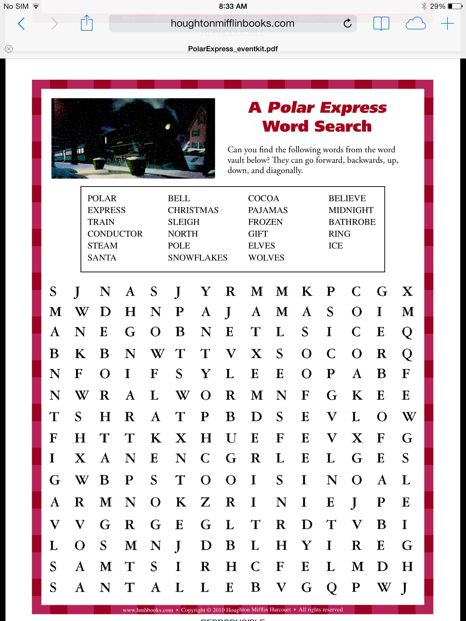 Polar Express Word Search Polar Express Expressions Polar