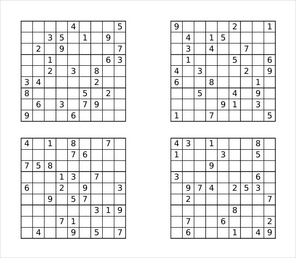 Prinable Sudoku Templates 15 Free Word PDF Documents 