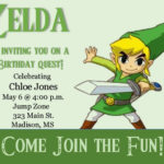 Printable DYI Zelda Birthday Invitation Digital File By