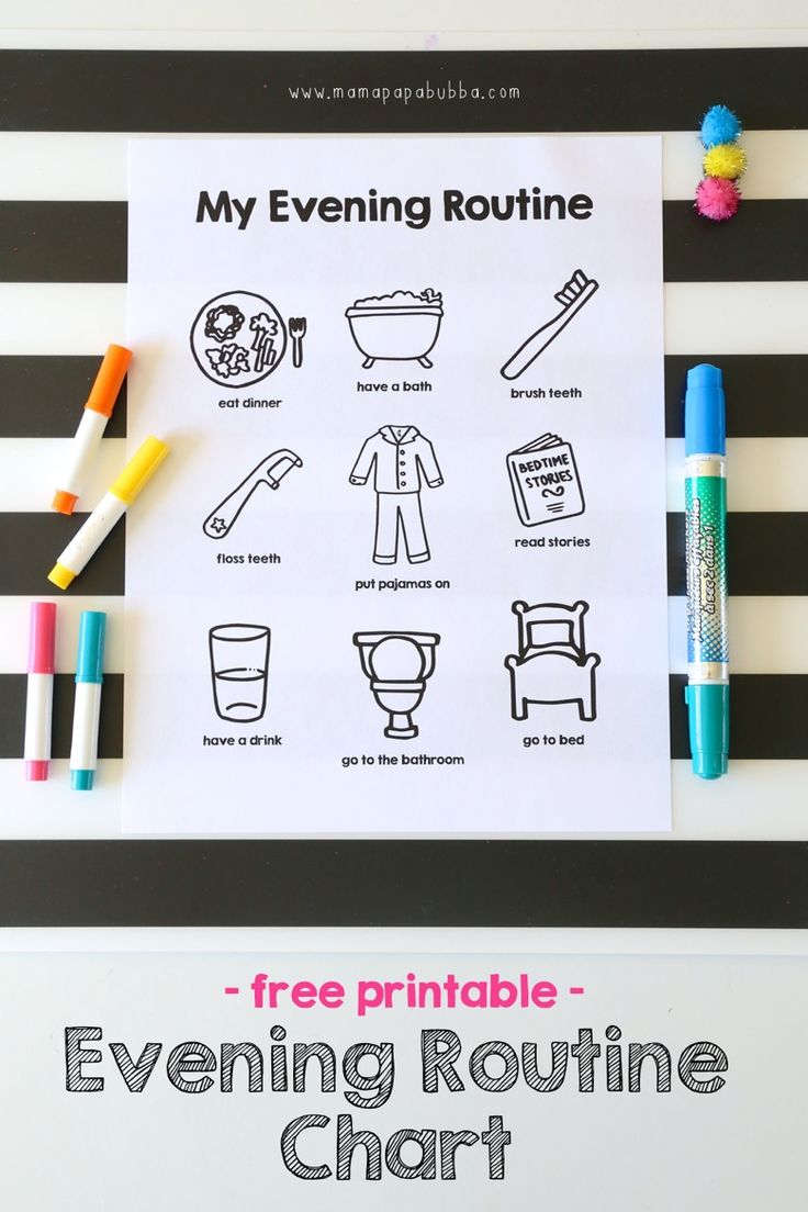 Printable Evening Routine Chart Routine Chart Kids 