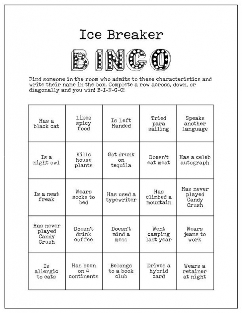 Printable Icebreaker Bingo Cards Printable Card Free
