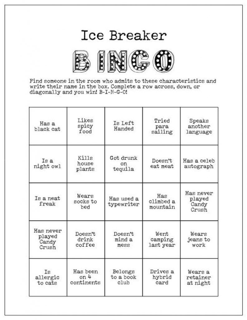 Printable Icebreaker Bingo Cards Printable Card Free