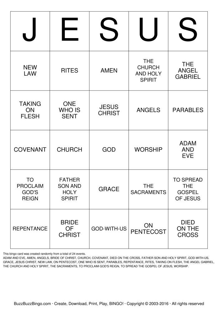 Printable Jesus Bingo Cards Bingo Cards Printable Bingo 