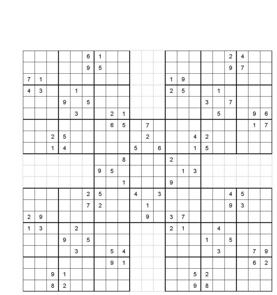 Printable Sudoku 5 Grid Sudoku Printable Printable 