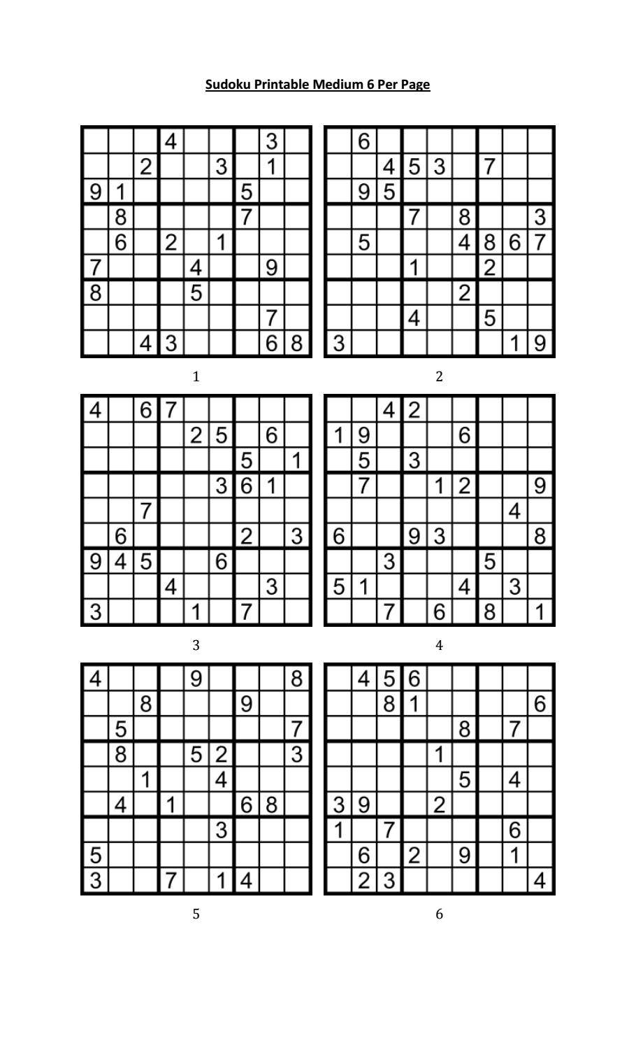 Printable Sudoku 6 To A Page Printable Sudoku Free