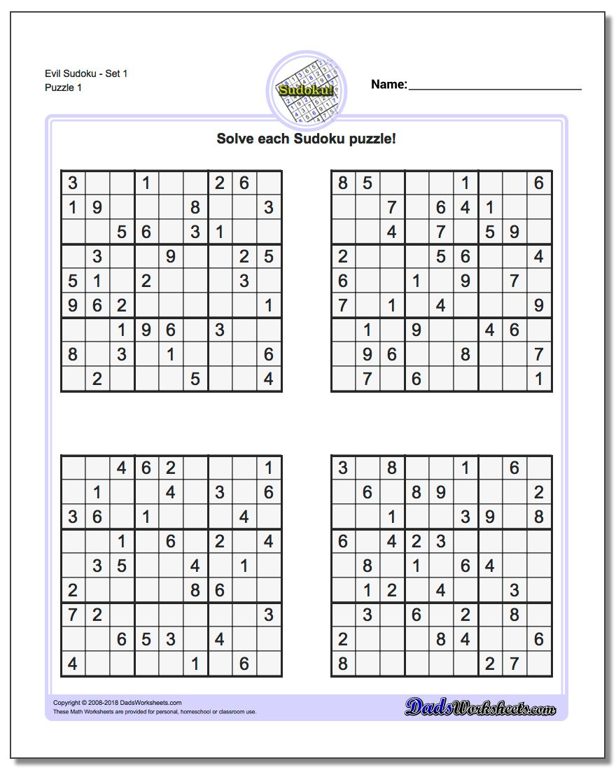 Printable Sudoku Sheets Room Surf