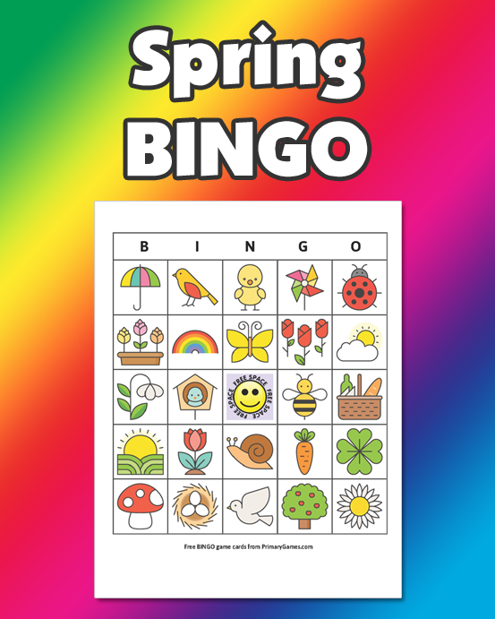 Spring BINGO Game FREE Printable Game From PrimaryGames