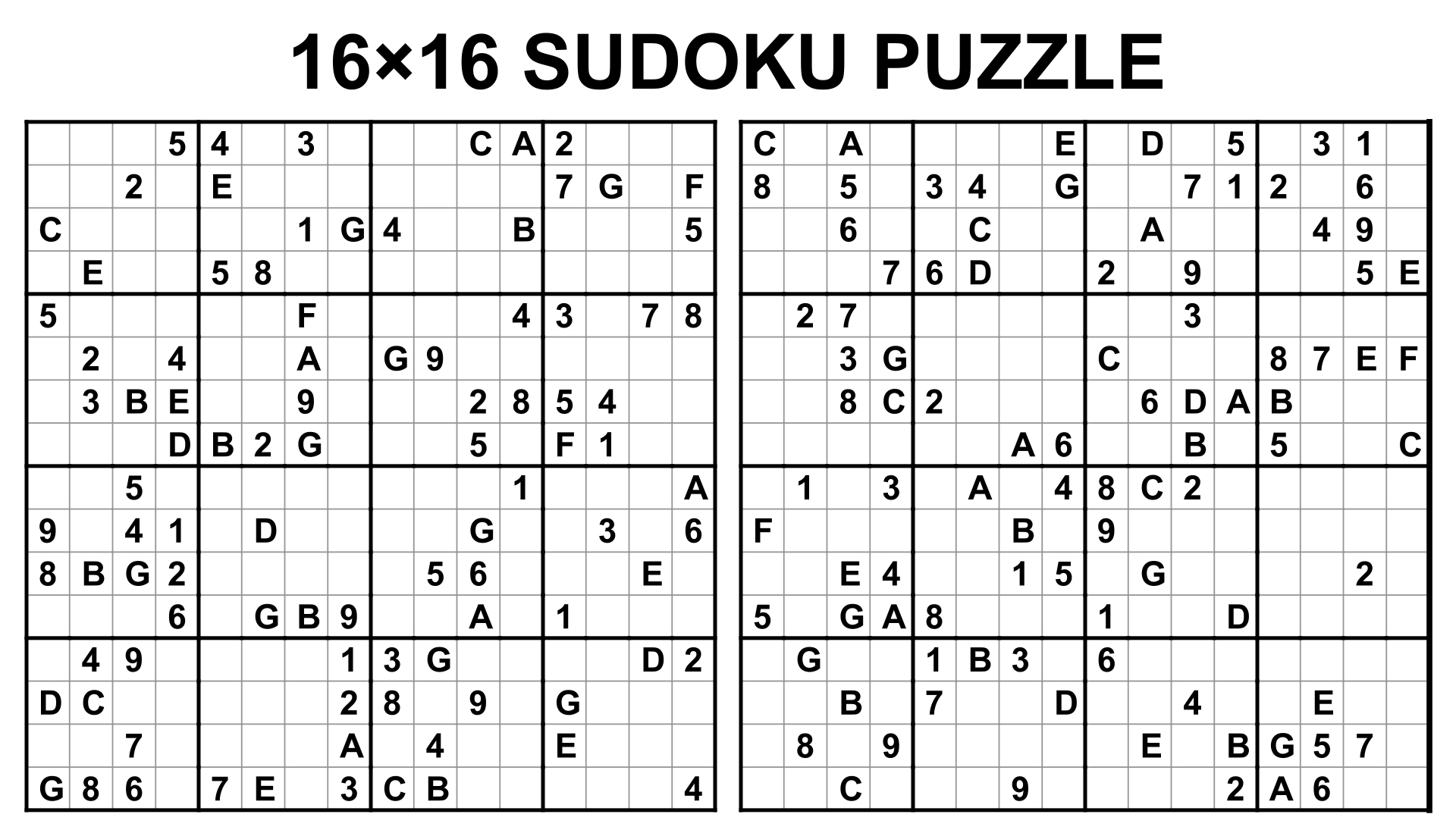 Sudoku 16 X 16 Para Imprimir Sudokus 16x16 Para Imprimir 