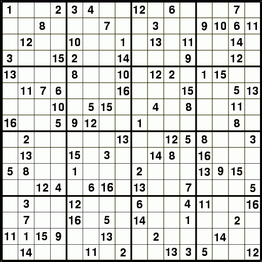 SUDOKU 16X16 DA SCARICARE