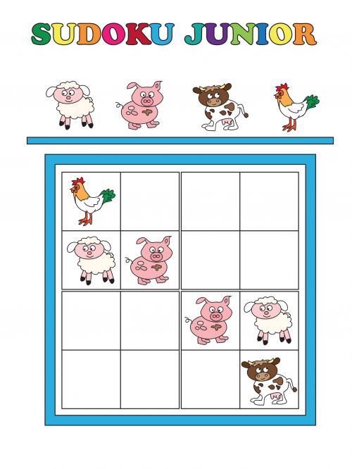 Sudoku Junior Farm Animals KidsPressMagazine 