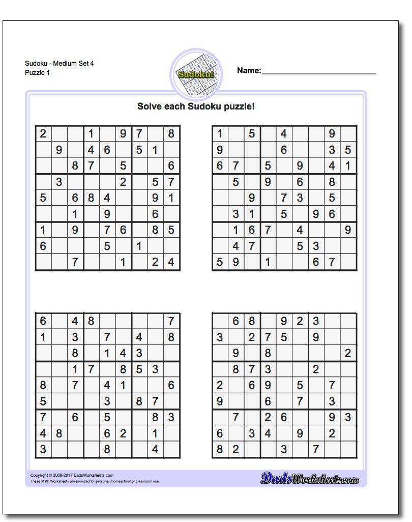 Sudoku Printable Medium 6 Per Page Sudoku Printable