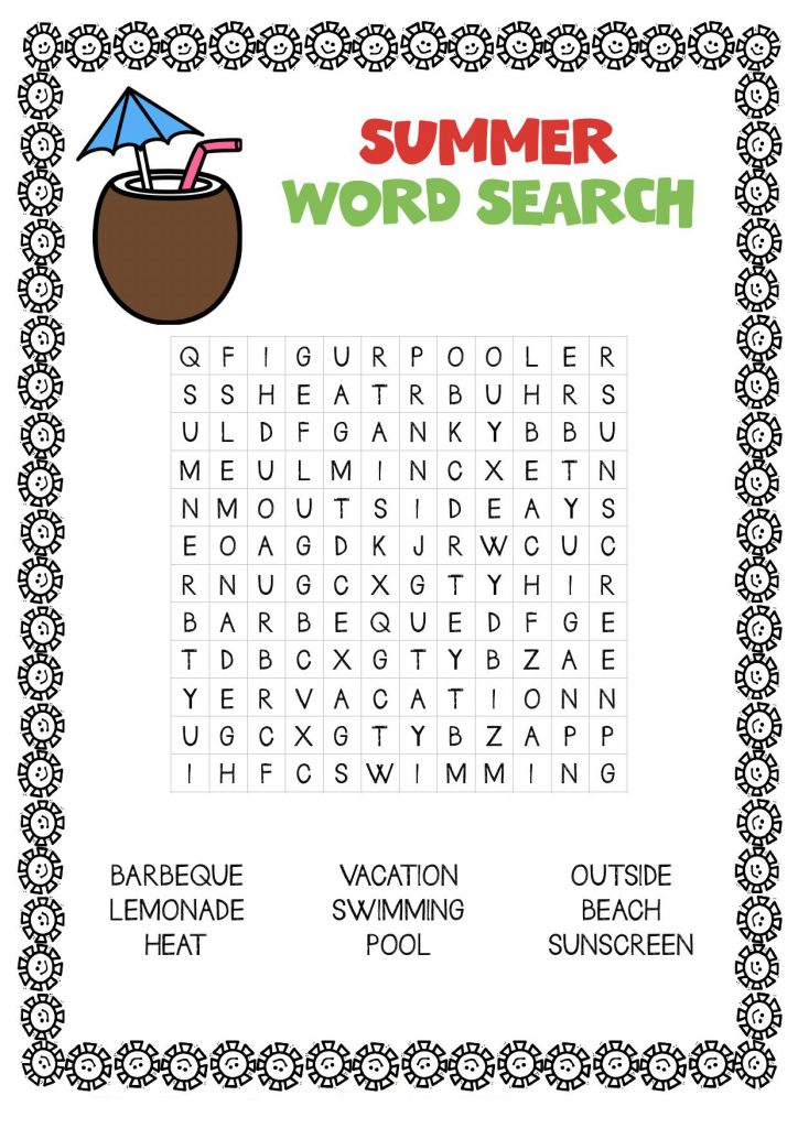 Summer Word Search Puzzles Best Coloring Pages For Kids