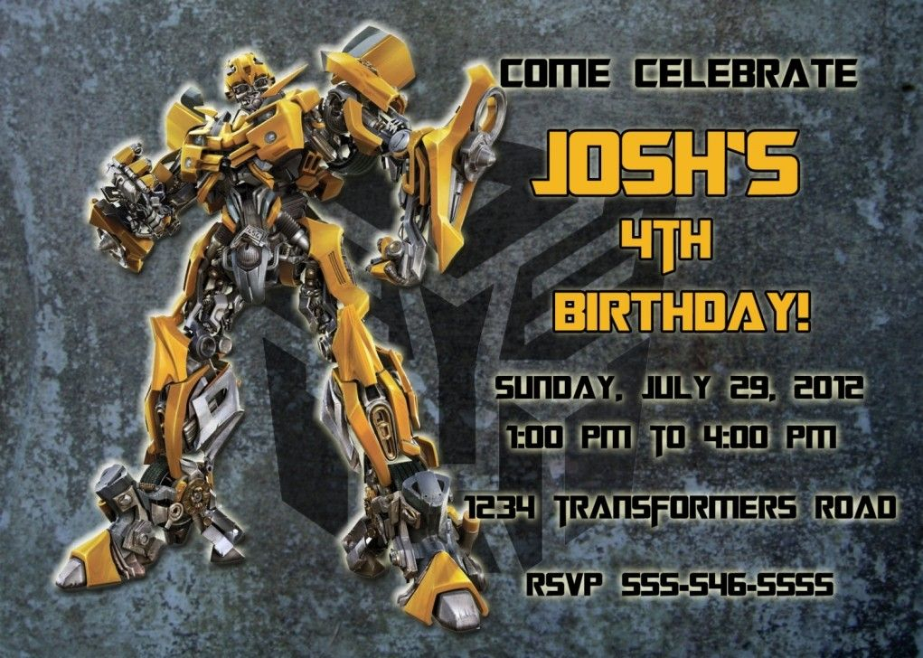 Transformer Birthday Invitations Printable Free 