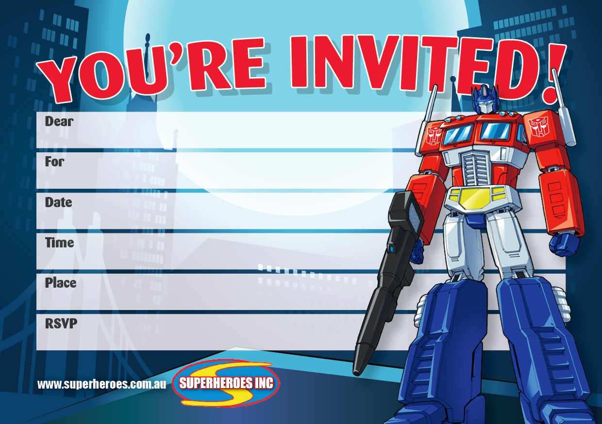 Transformer Invitations Printable Free