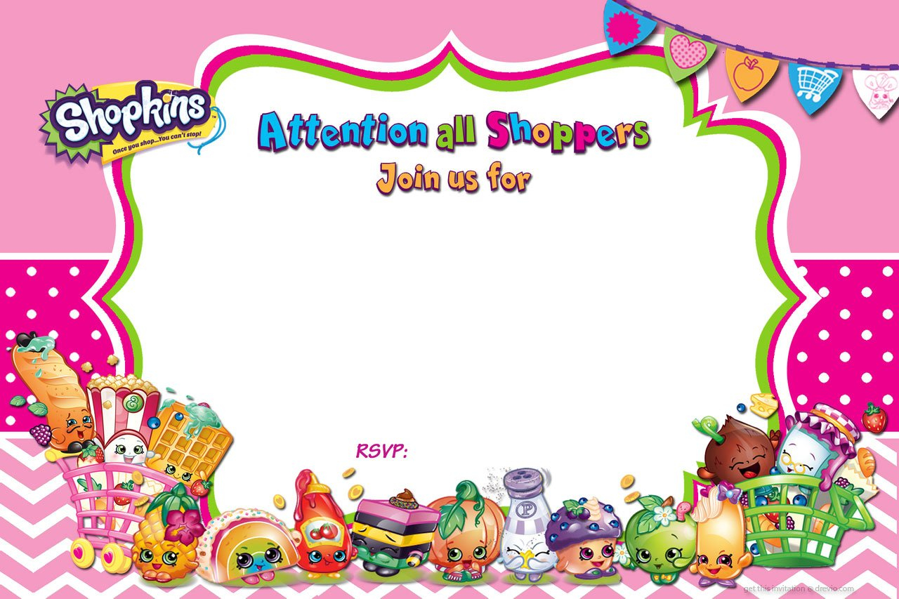 Updated FREE Printable Shopkins Birthday Invitation 