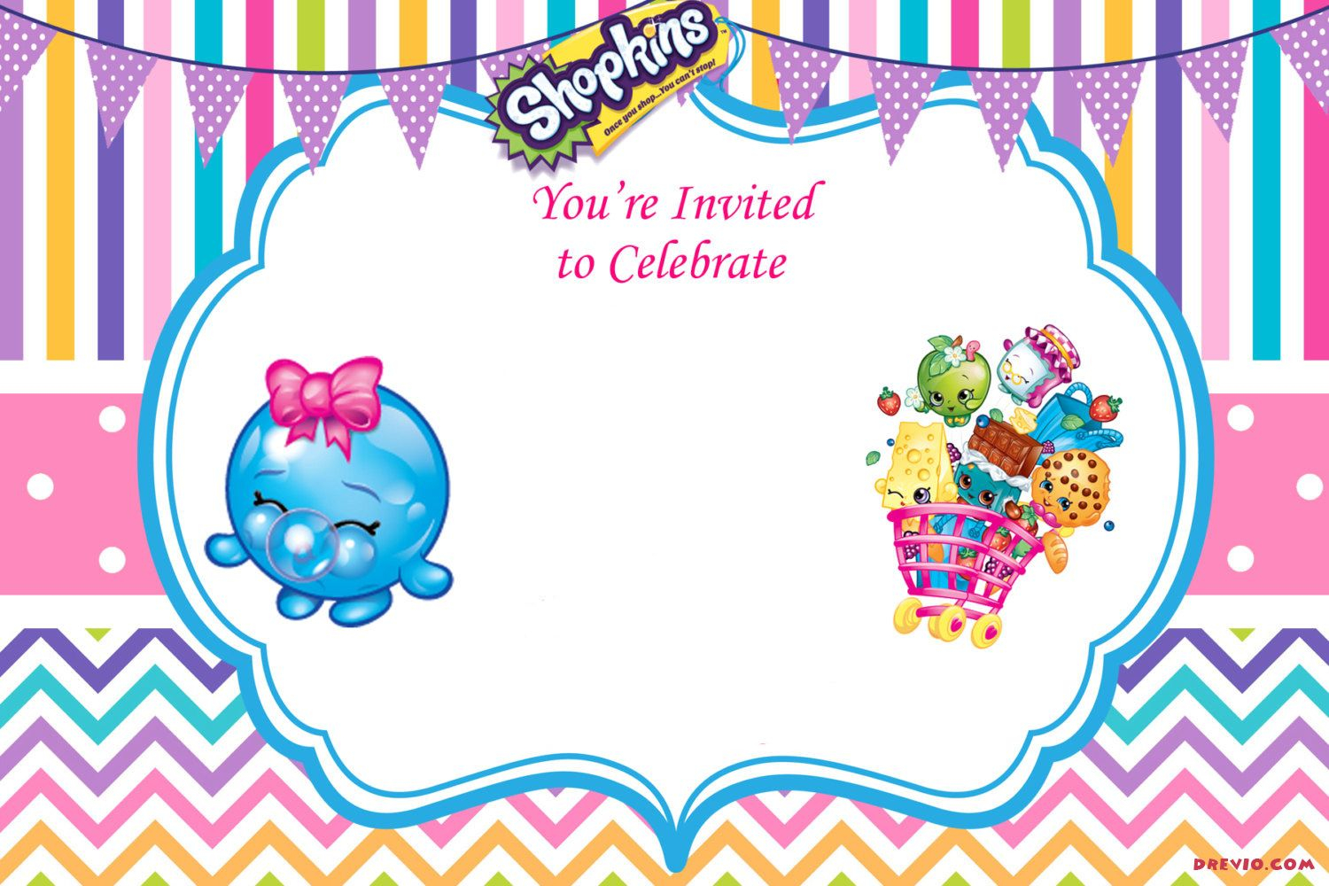 Updated FREE Printable Shopkins Birthday Invitation 