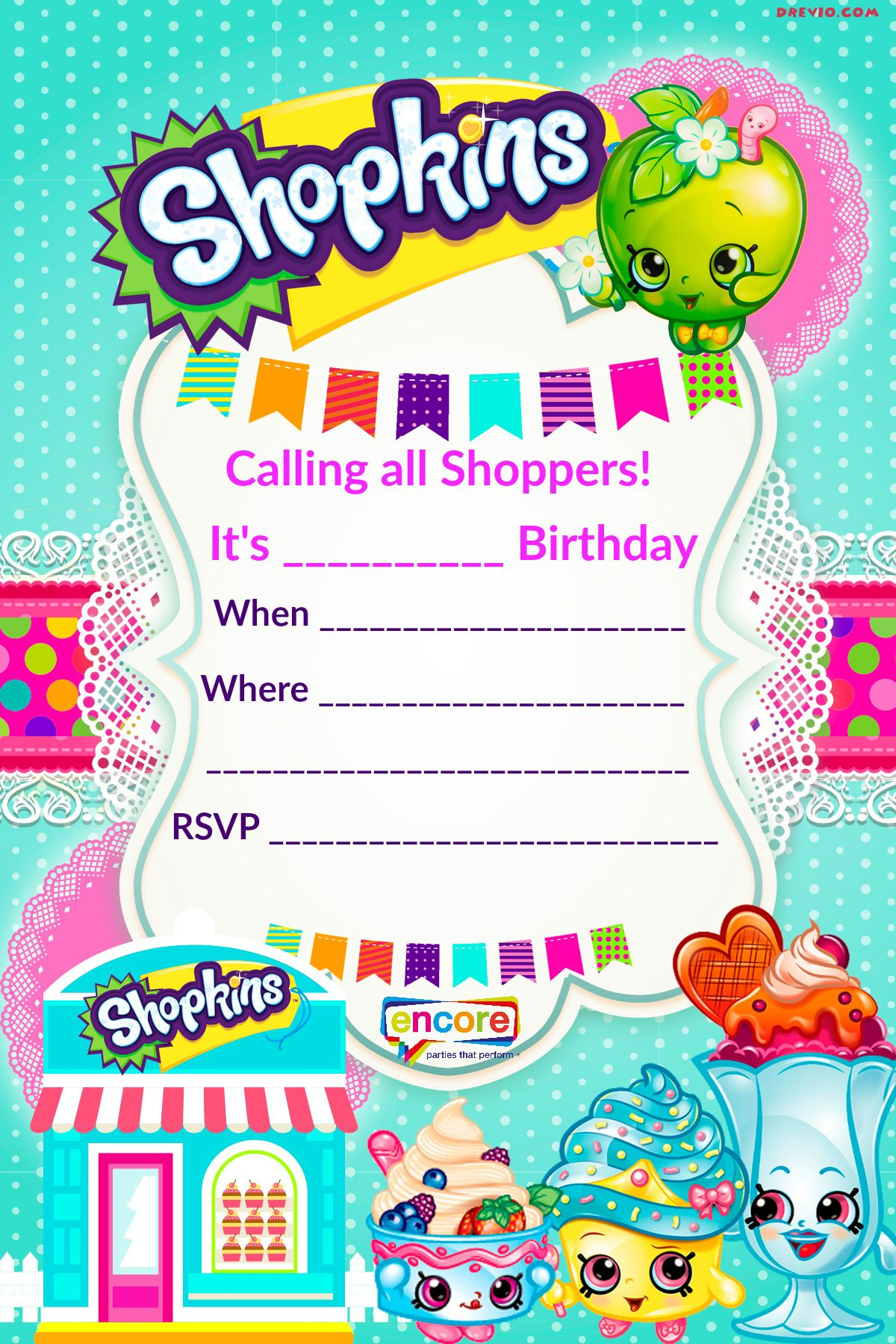 Updated FREE Printable Shopkins Birthday Invitation 