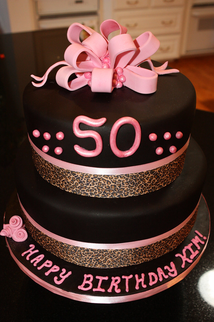50th Pink Black And Leopard Birthday Cake Made This 