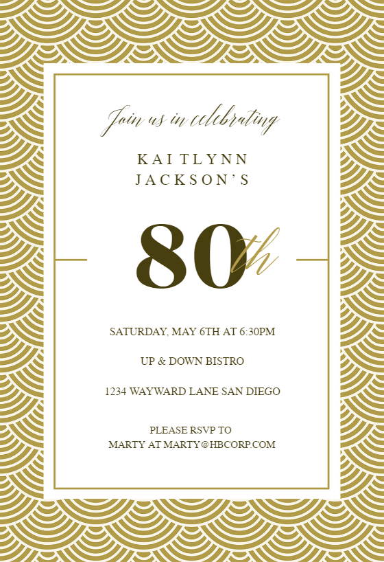 80th Golden Birthday Birthday Invitation Template Free 