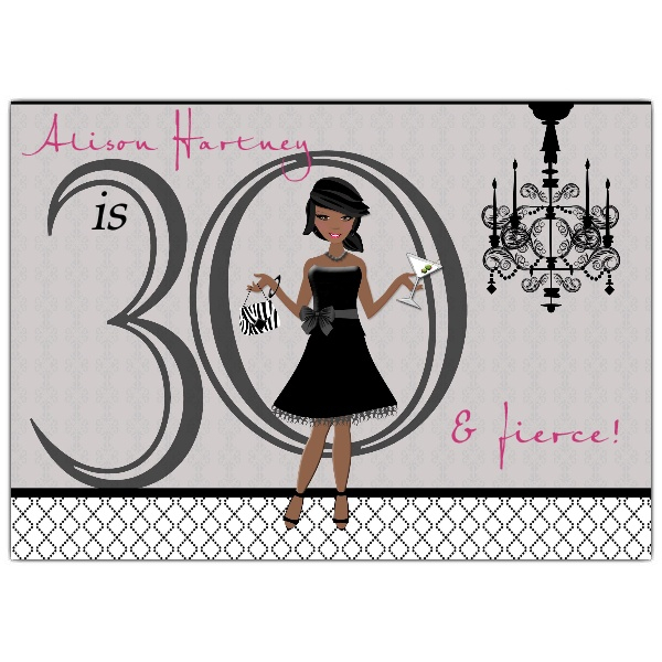 Chic Gal African American 30th Birthday Invitations 