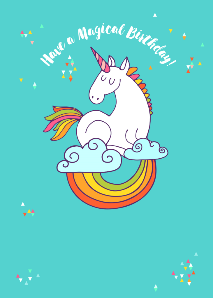 Colourful Unicorn Birthday Card Greetings Island
