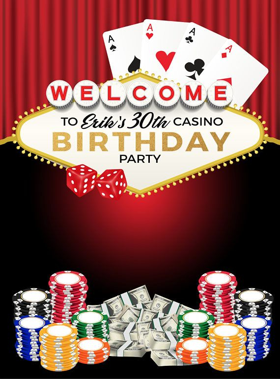 Custom Casino Las Vegas Birthday Celebration Backdrop 