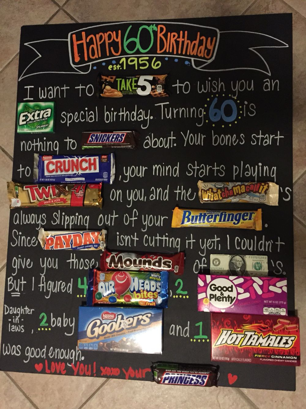 Dad s 60th Birthday Candy Board Candy Birthday Cards 