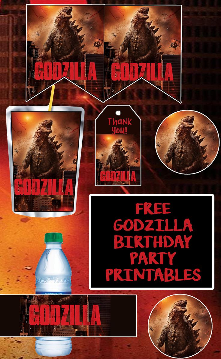 FREE Godzilla Birthday Party Printable Files Godzilla 