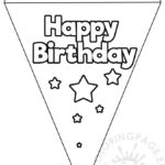 Happy Birthday Flag Banner Template Coloring Page