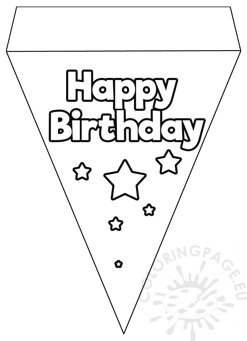 Happy Birthday Flag Banner Template Coloring Page