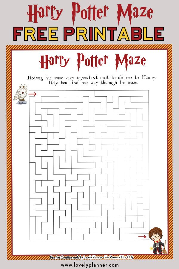 Harry Potter Maze Free Printable Kids Activity Sheet 